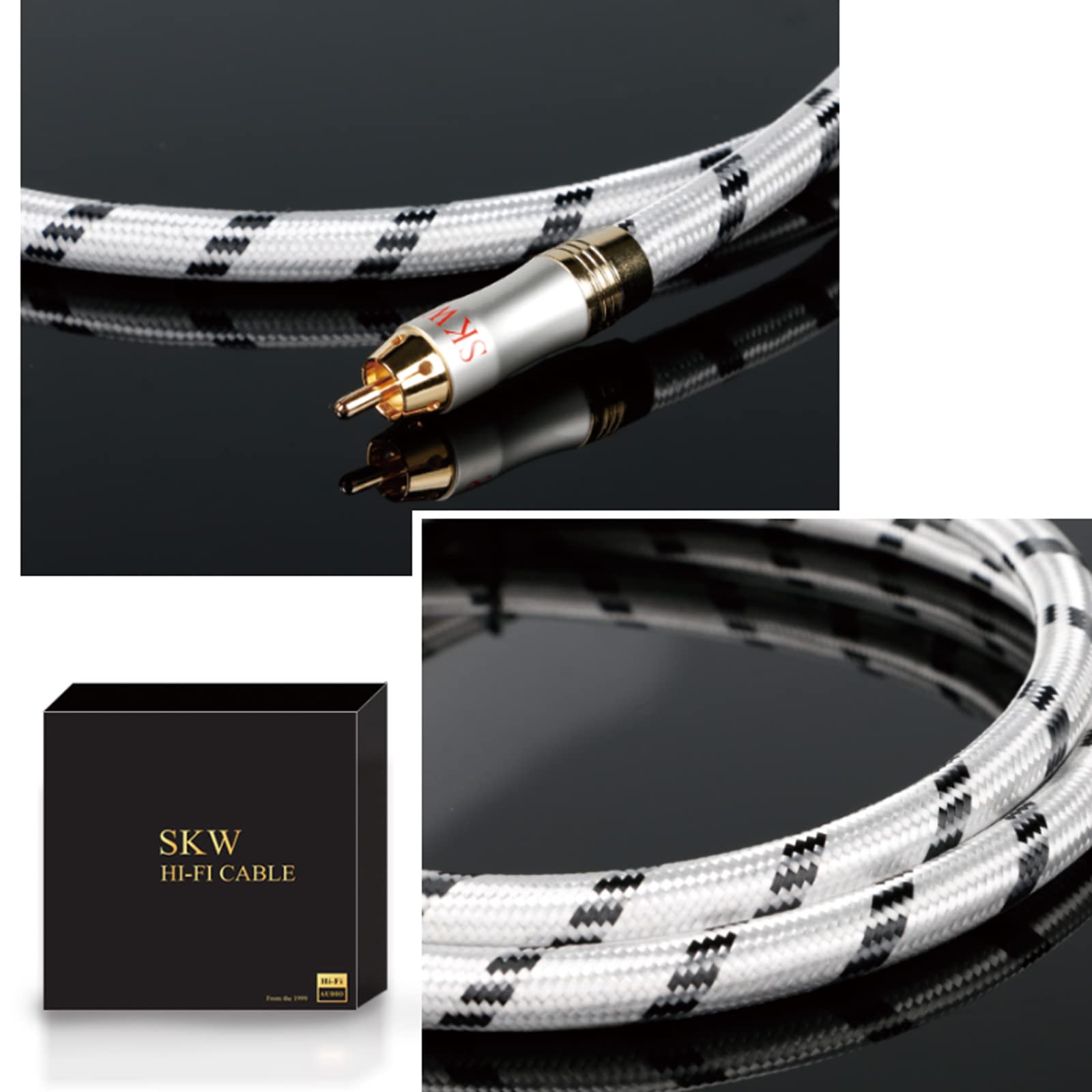 SKW Flagship serie Cavo audio RCA, rame ad alta purezza con placcatura d'argento da 2RCA a 2RCA con diametro esterno di 10 mm Cavo RCA compatibile per CD, amplificatore, decoder - 1M