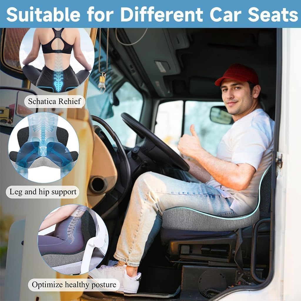HoldOneLight Ergonomic Memory Foam Seat Cushion, for Office Car, Gaming & Dining Chairs, Sciatica - Image 2
