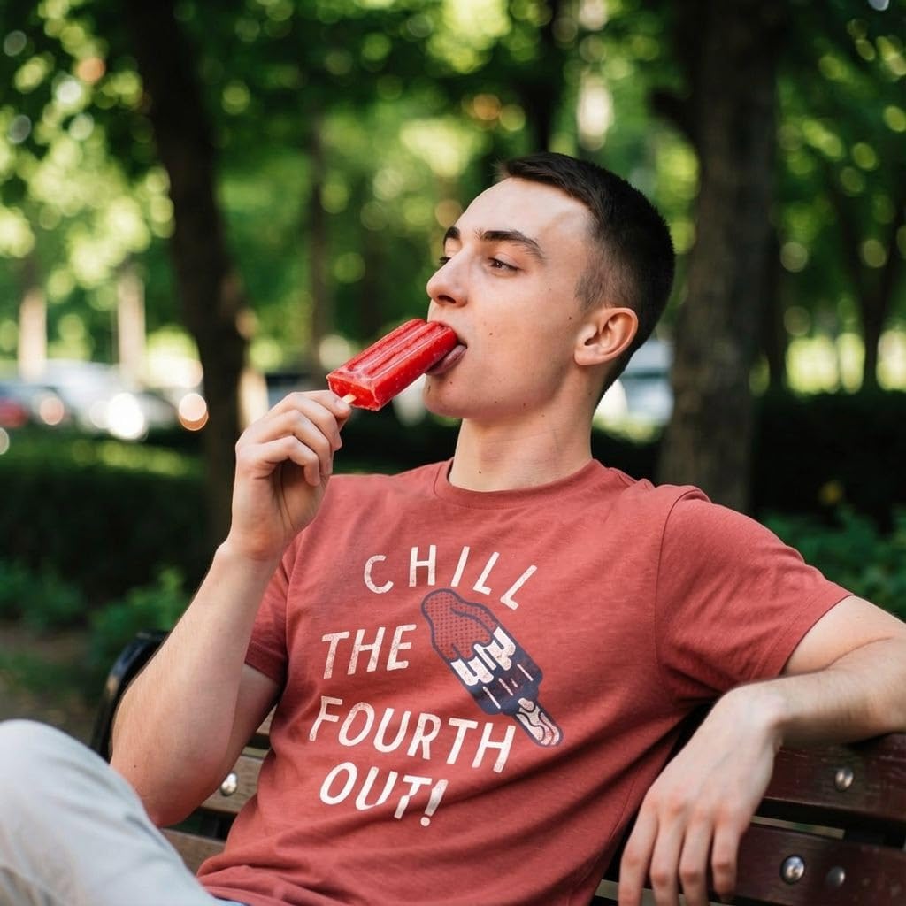 Mens Chill The Fourth Out T Shirt Funny Fourth of July Popsicle Joke Tee for Guys
