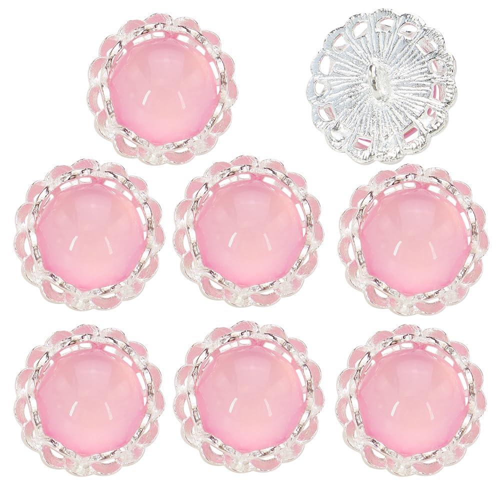 EMDOMO 20mm Sewing Button Shank Round Shaped Metal Button Retro Vintage Buttons Embellishments for Coats Craft Buttons 10 pieces (pink)