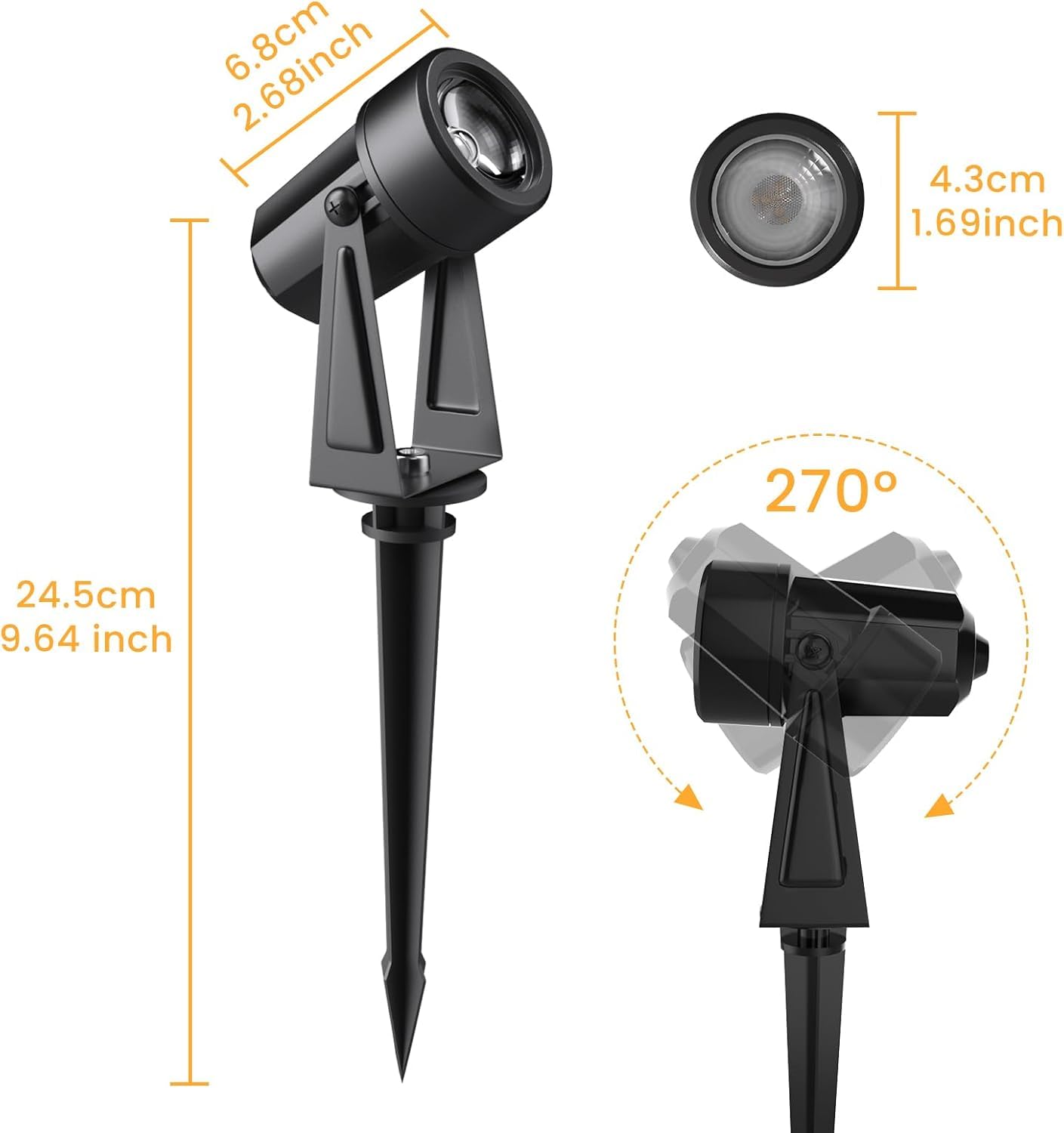 LED Gartenbeleuchtung 32M 105FT 10er Set 2000LM 2Wx10 Gartenstrahler 27V COB IP65 Wasserdichter Strahler Warmweiß