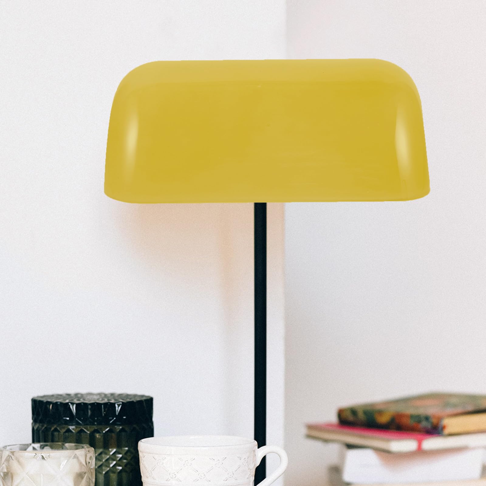 Vintage Glas Lampenschirm im Bankerstil für Tischlampen