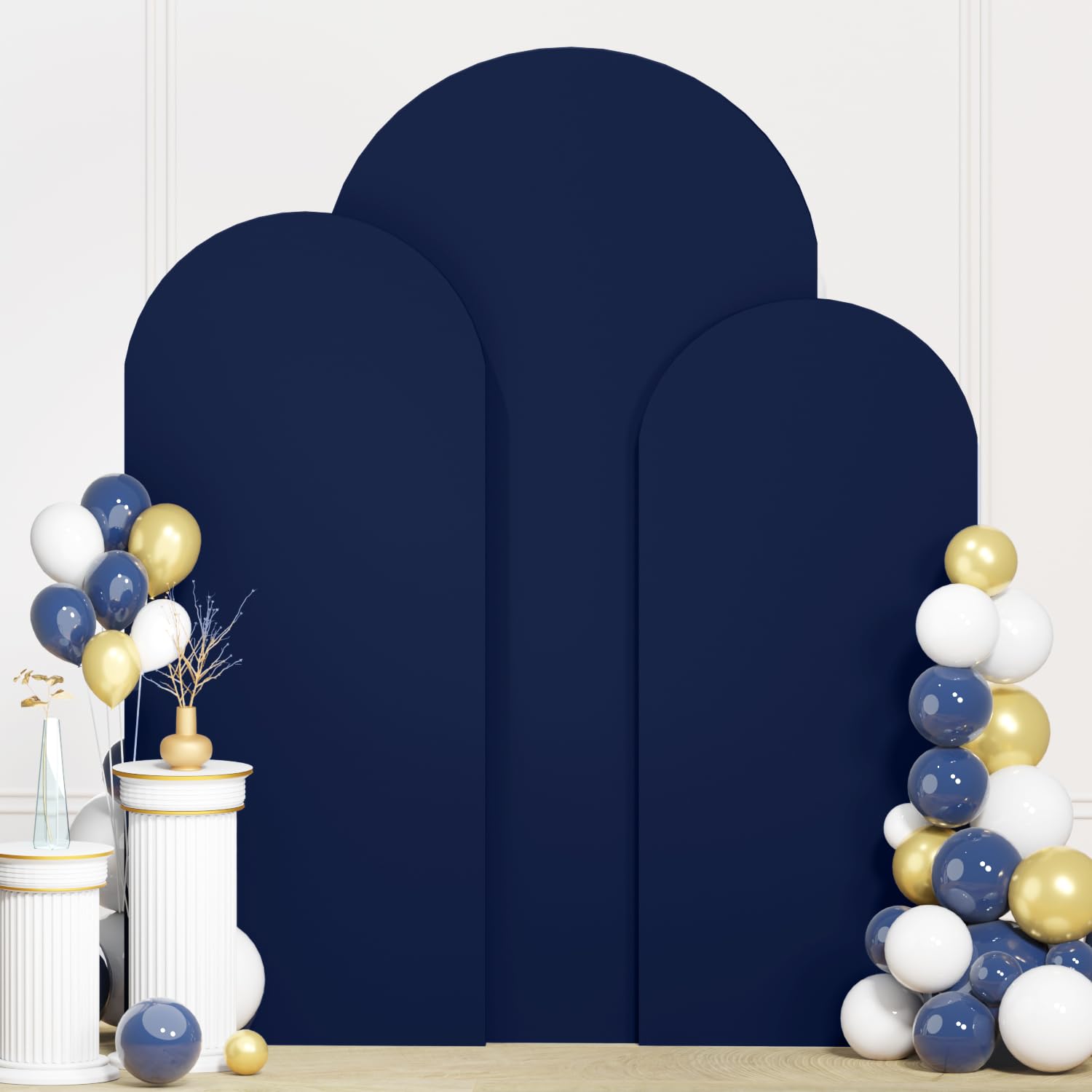 Lot de 3 housses de toile de fond extensibles en élasthanne pour arche de mariage - 2,2 m, 2 m, 1,8 m - Pour fête d'anniversaire, fête prénatale