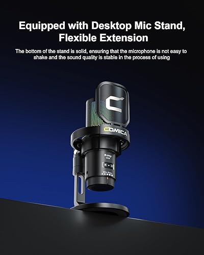 Miniatura 6 de COMICA Ejoy Uni(D) Micrófono USB para juegos con cancelación de ruido, luces RGB, monitoreo, silenciamiento, micrófono de transmisión para