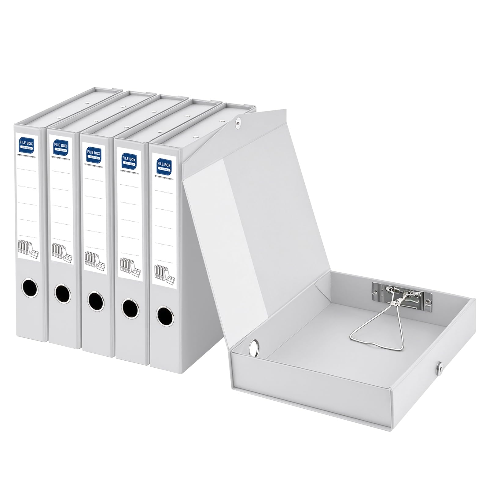 Hotyin A4 Box File, 6 Pack Foldable Box Files, 50mm Spine, Grey