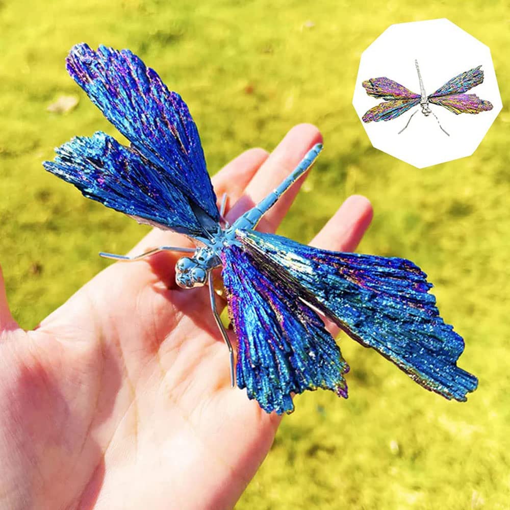 Amazon.co.jp: 碧璽藍晶石蜻蛉、3D七彩蜻蛉ホーム振り子、天然水晶羽根