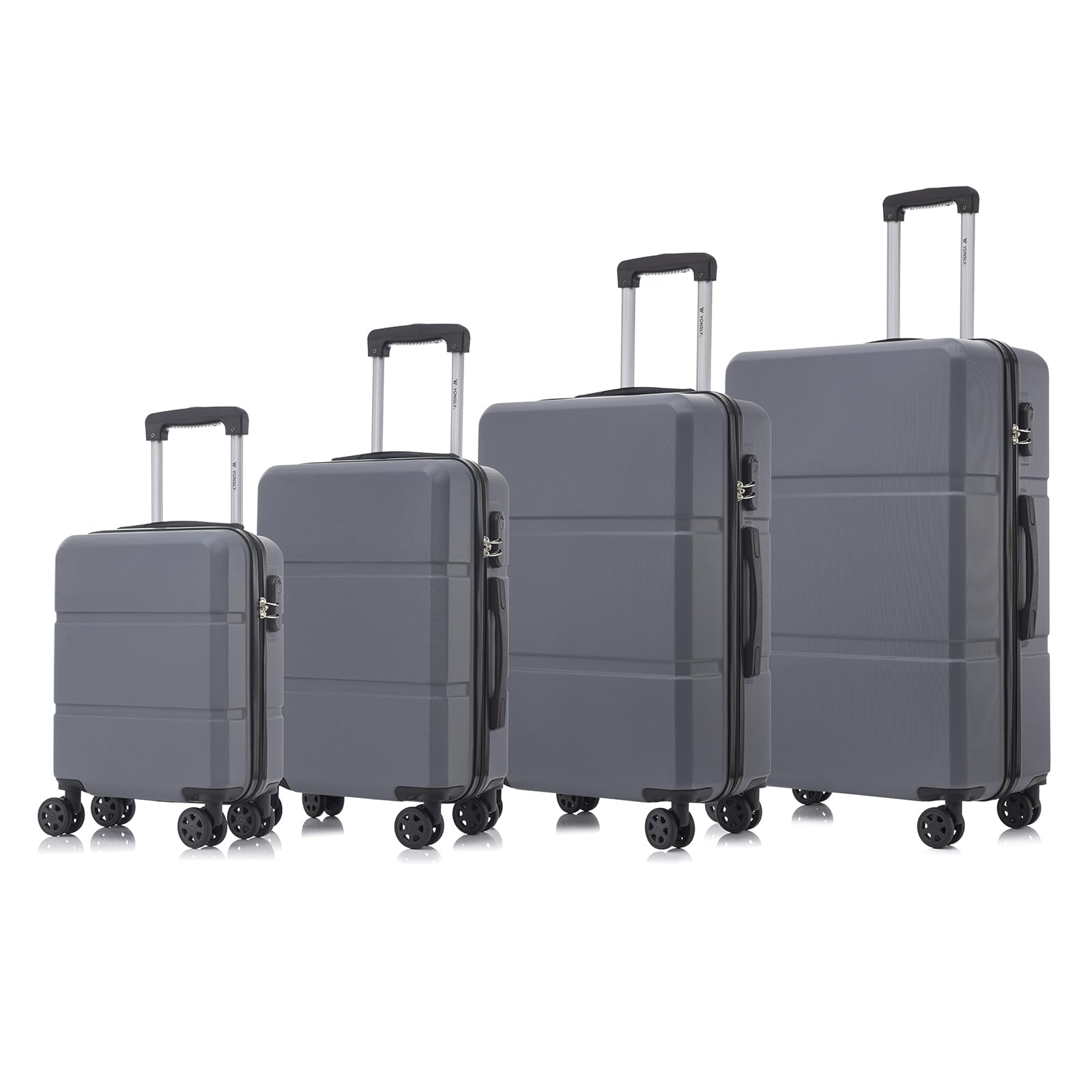 yonsly Koffer Suitcase, Trolley Reisekoffer, Rollkoffer Handgepäck mit 4 Rollen 360°, ABS Hartschalen, Sicherheitsschloss, Weicher Gummigriff, 210D-Futter