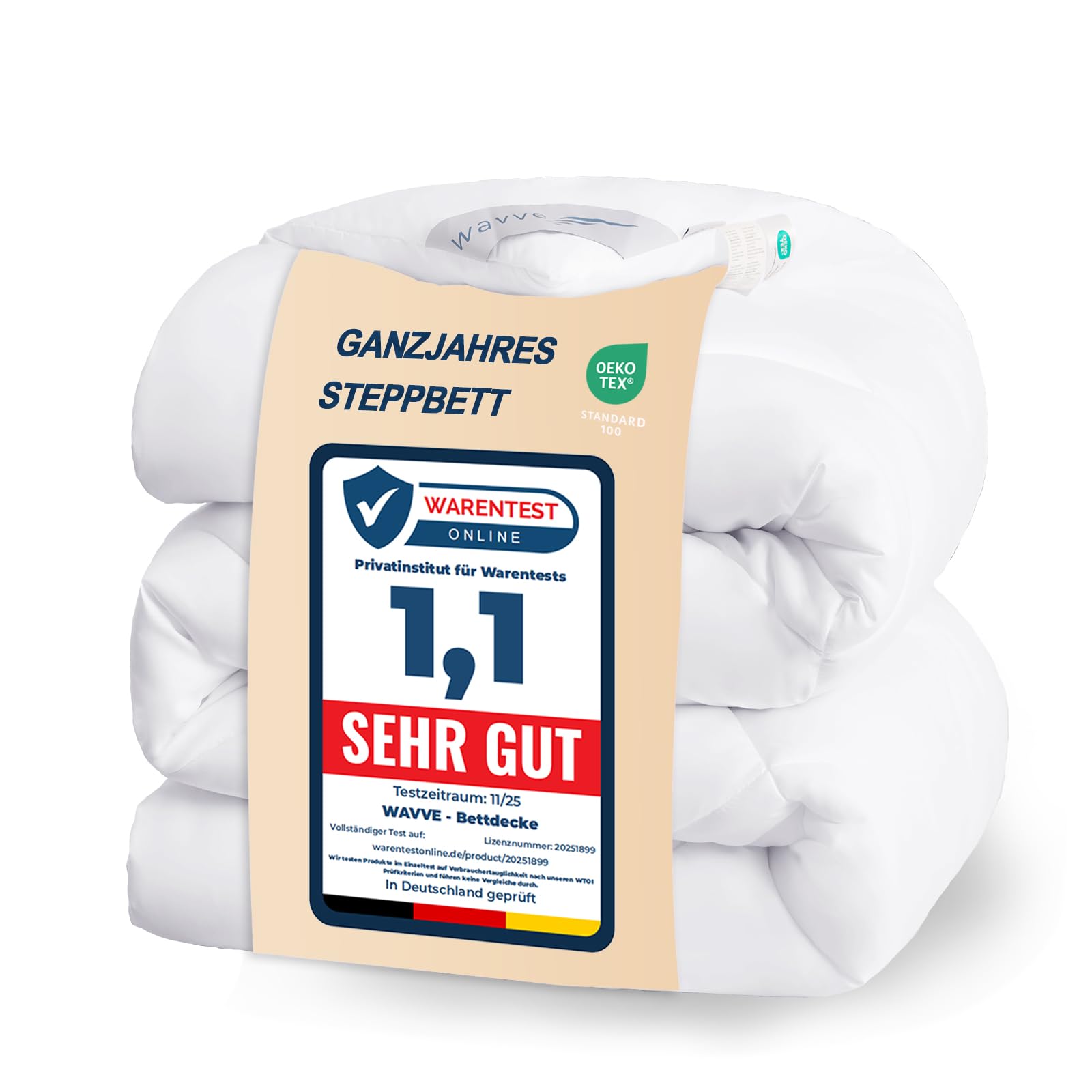 WAVVE Piumino Quattro 4 Stagioni Letto Singolo 135x200 - Piumone Autunnale Invernale 135 x 200 - Trapunta 200x135, Microfibra Sintetica, Caldo, Morbido, Bianco