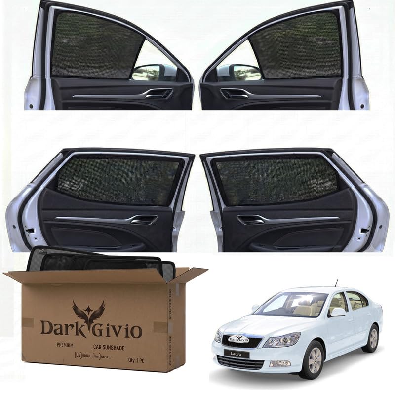 Image of Car Window Sun Shade Protector for Laura | Exact Fit Non-Magnetic Half Cut Sunshade (Set of 4 /6) | UV Blocker Side Window Car Curtains & Interior Accessory