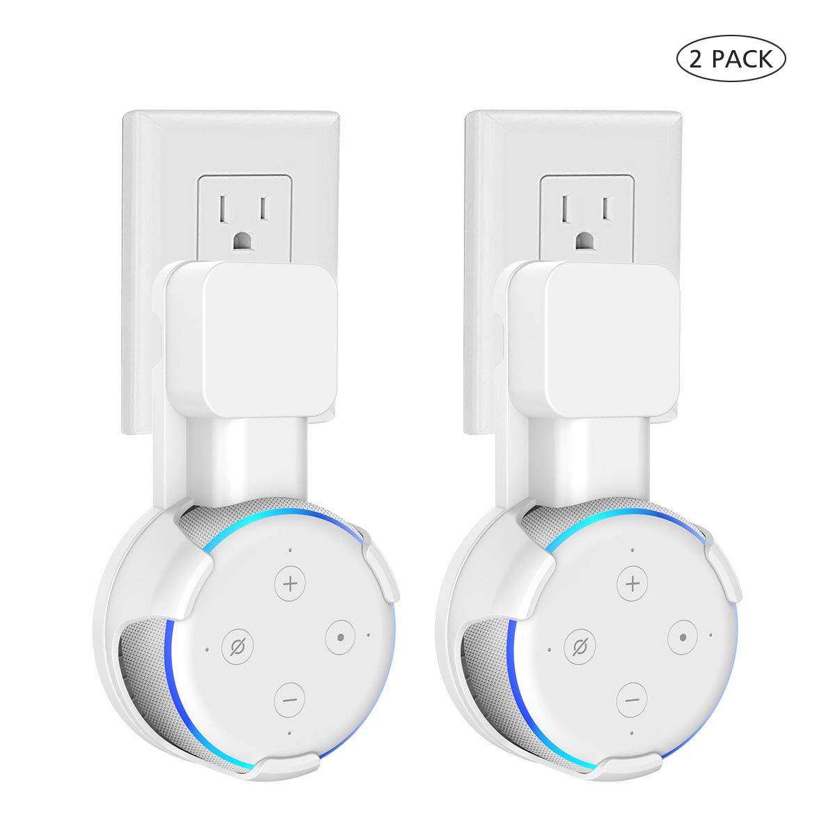 2 Pack Echo Dot Holder - Compatible with Echo Dot 3rd Generation Wall Mount, Built-in Cable Management, A Space-Saving Solution - White