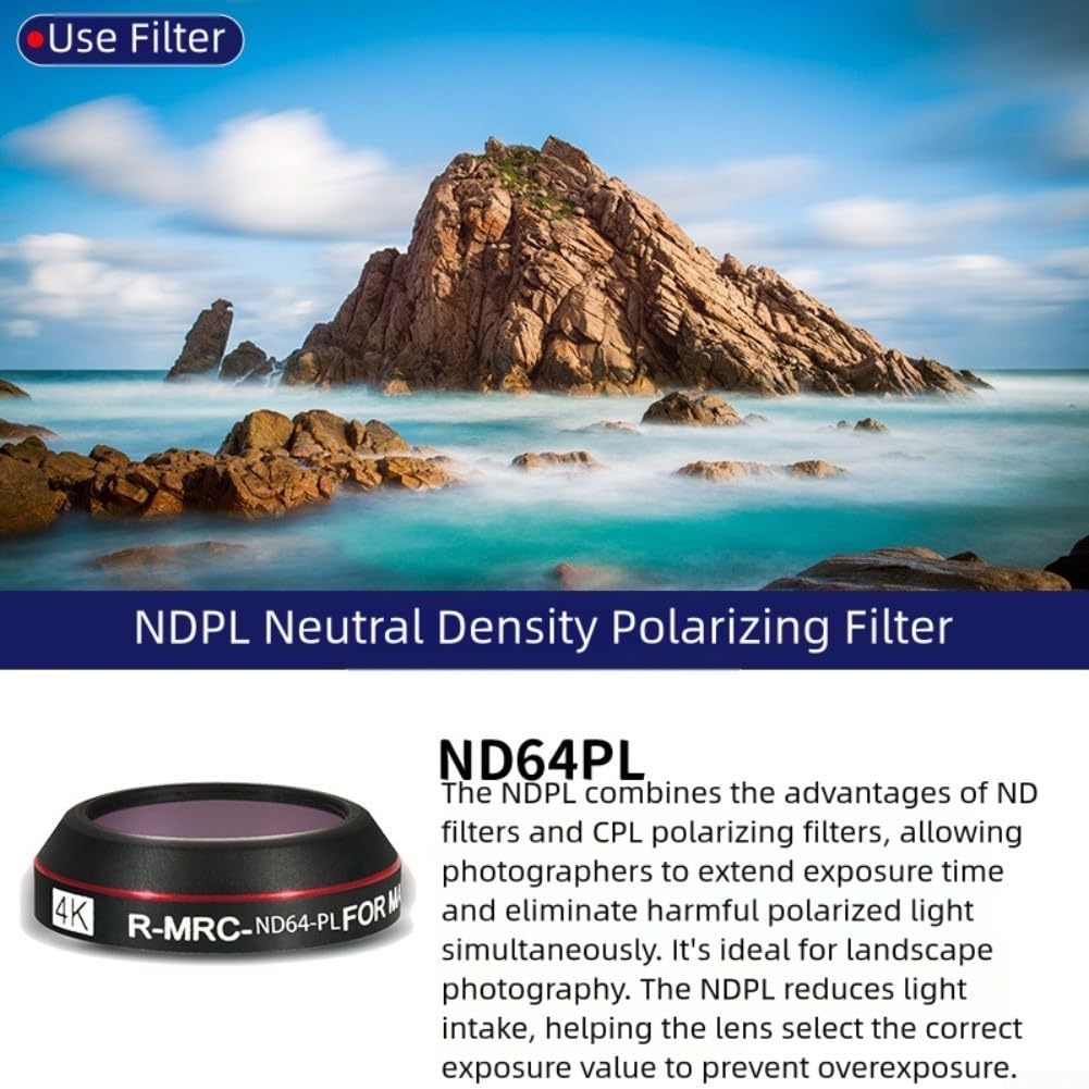 Juego de filtros UV CPL ND8/16/32/64 para SJCAM C300/C400, 6 piezas de filtros de lente de vidrio óptico con funda protectora, compactos 6 x 6 x 2 cm para fotografía al aire libre