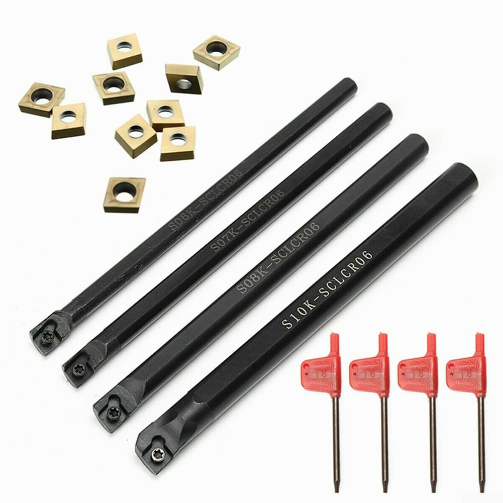 Set di 4 barre di alesatura per tornio CNC in metallo con inserti in carburo