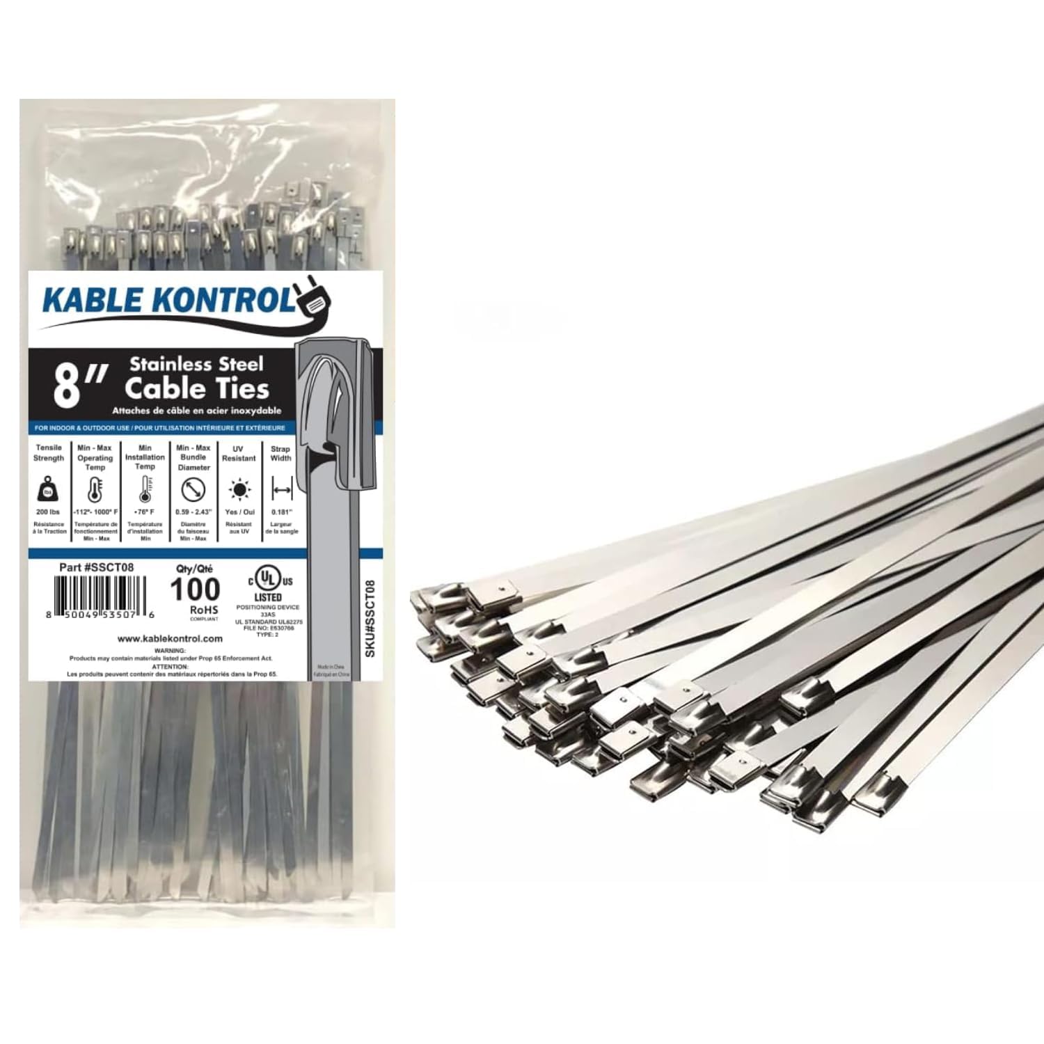 TECH DRAWSTRINGL/STEE ’'Lサイズ'' 25ss Amazon.com: Kable Kontrol Metal Zip Ties 8 Inch 100 Pcs, 200 Lbs