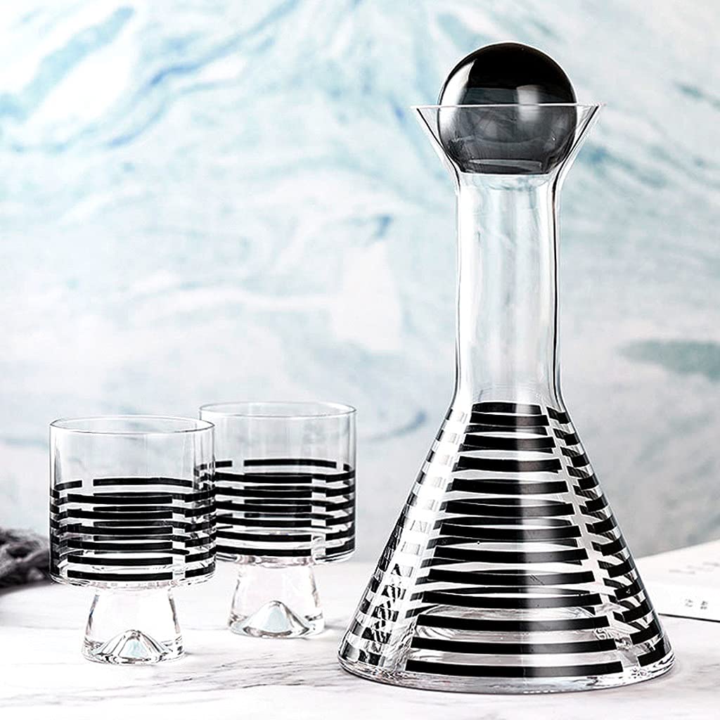 Wein Dekanter Minimalistische Moderne Dekanter Light Luxury Home Whisky Becher Set Rotweinflasche,Glas Dreiecktopf Dekanter Dekantierer