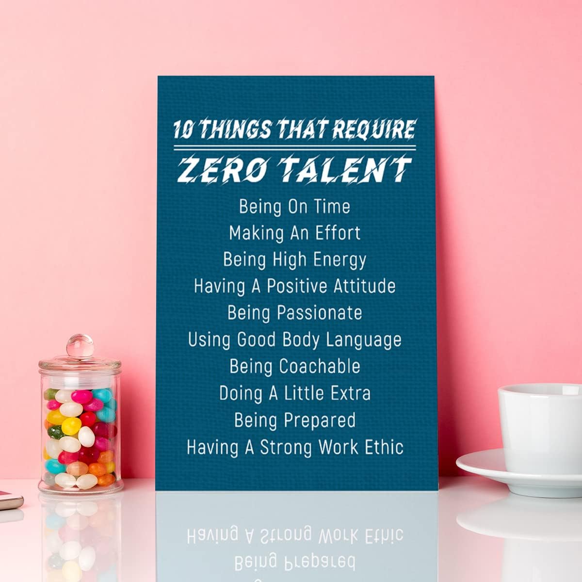 10 Things That Require Zero Talent Wall Decor,Ten Things That Require Zero Talent Blue Motivational Quote Canvas Framed Wall Art for Home Office 12"x 15" - Image 4