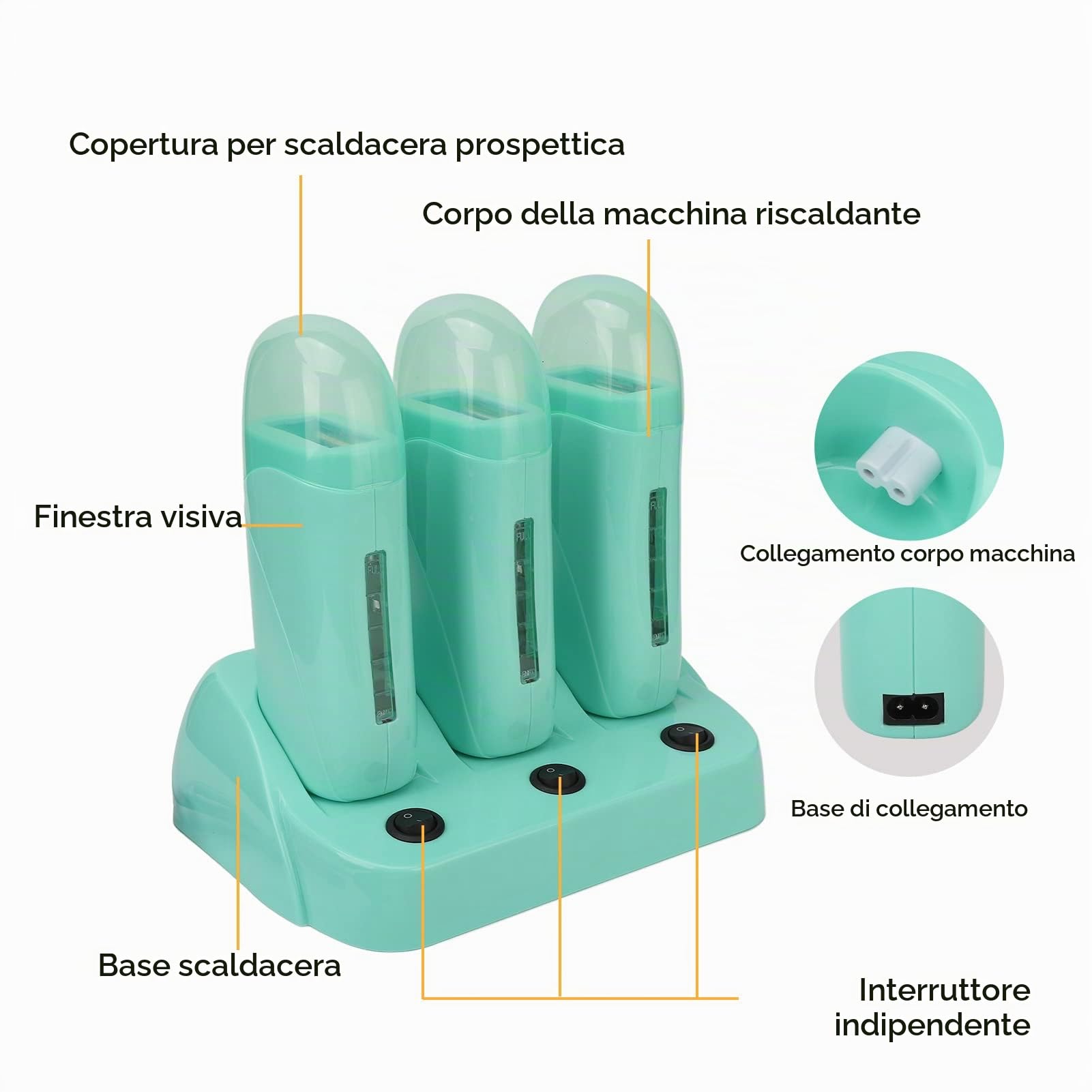 Macchina Scaldacera a Rotolo da 3 Pezzi, Scaldacera Depilatoria 3 in 1, Macchina Elettrica per Il Riscaldamento della Cera per La Depilazione Elettrica Dispositivo per La Rimozione(220V EU)