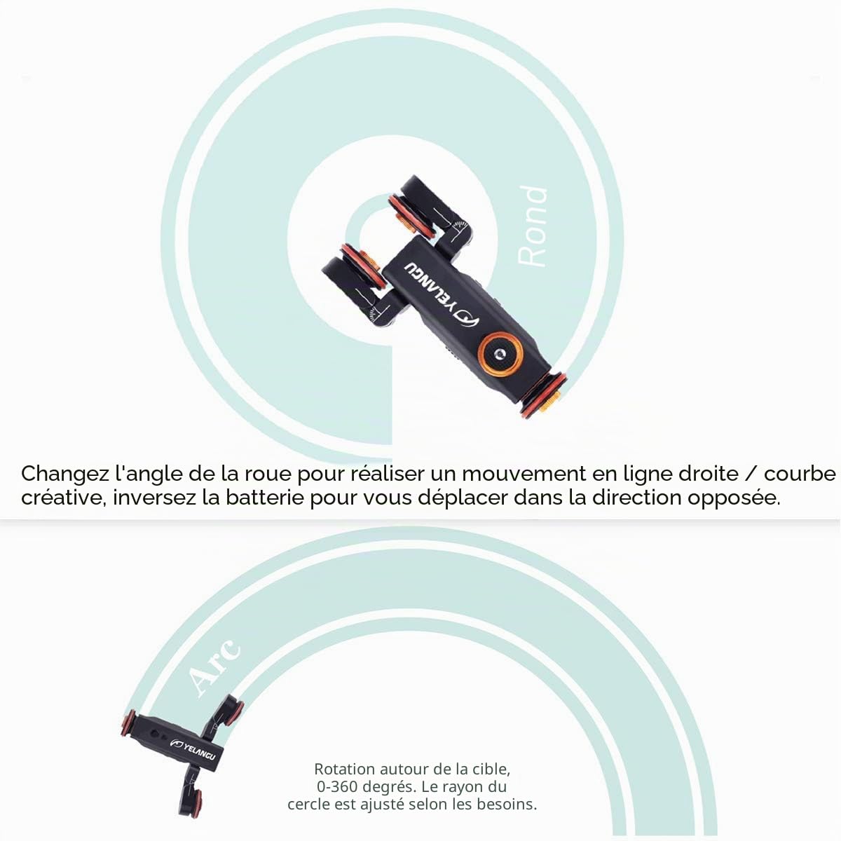 Yelangu Chariot de Photographie électrique motorisé avec télécommande sans Fil, 3 Vitesses, Rotation à 360 degrés pour Appareil Photo Reflex numérique, caméscope, Smartphone, GoPro
