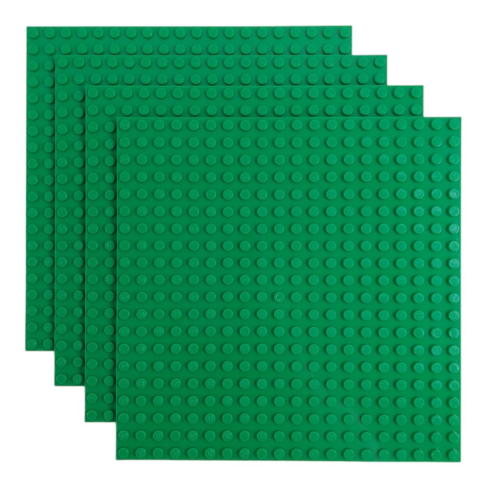 Q-Bricks Classic Baseplate - Building Kit for Toddlers & Kids - 20 x 20 Studs - 6.3 x 6.3 inches - Pack of 4 Baseplates - Compatible with Major Brands