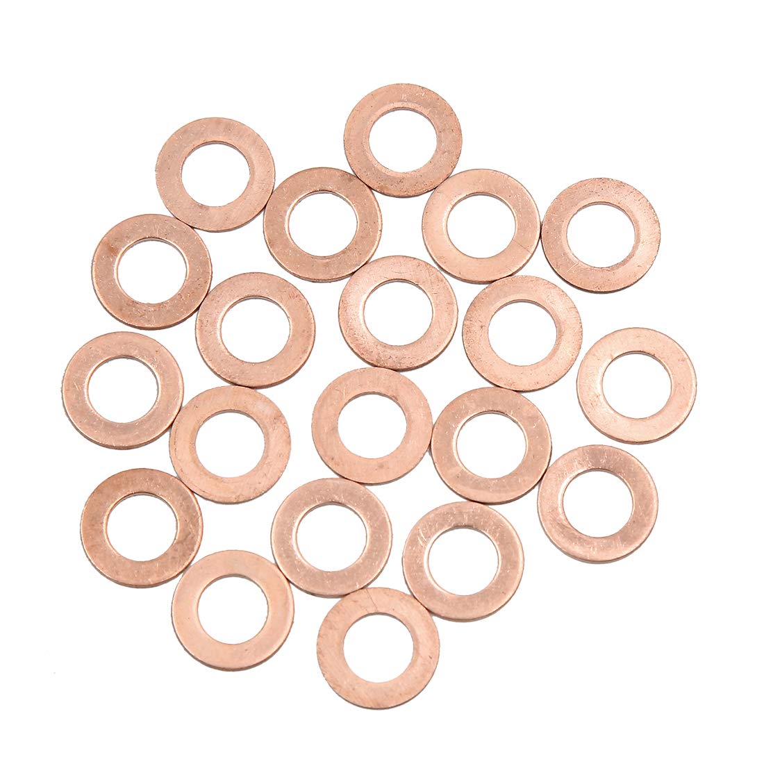 X AUTOHAUX 20pcs 8mm Inner Dia Copper Washers Flat Sealing Gaskets Ring for Cars