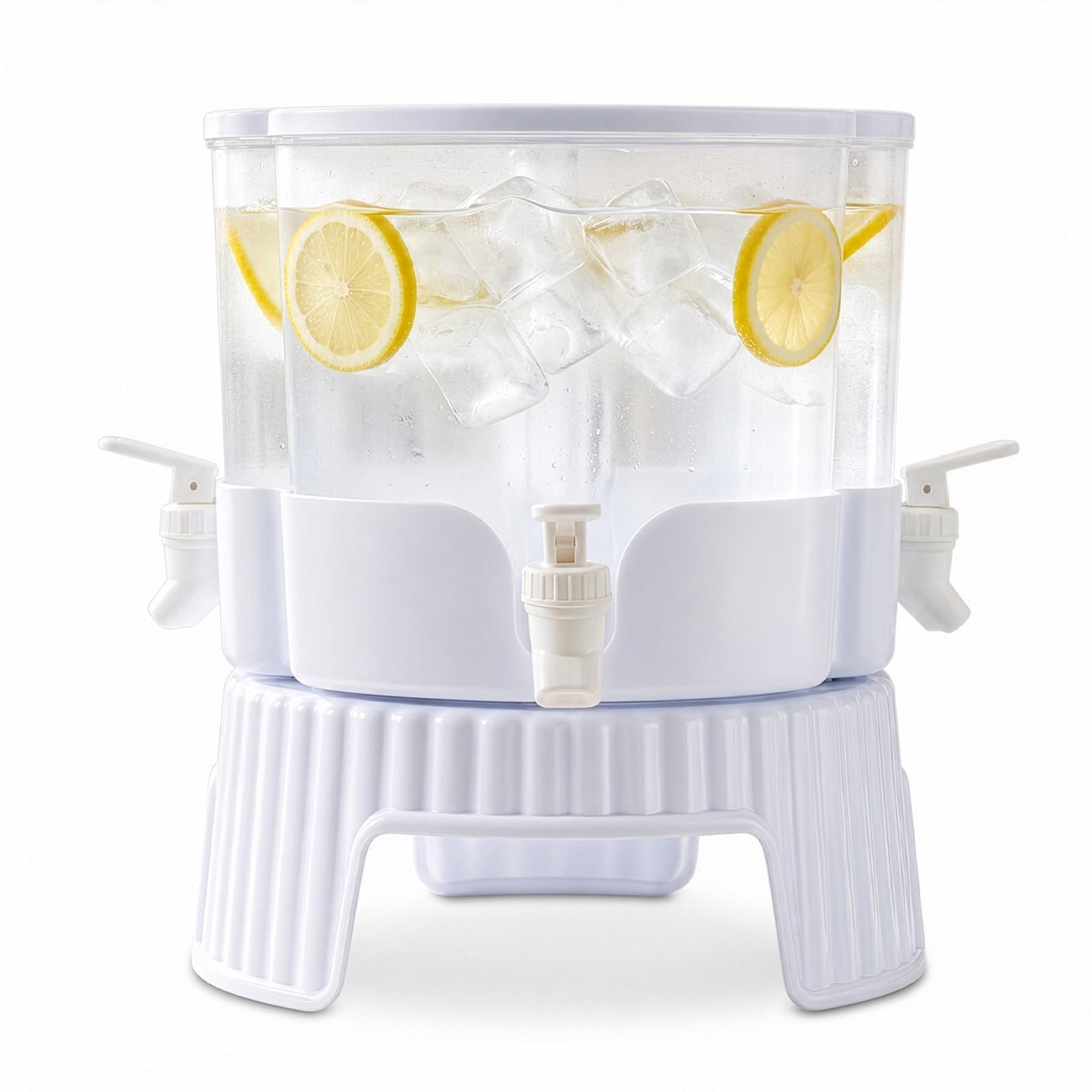 EVERGOODS 360° Rotating Drink Dispenser with Tap – 3 Compartment Beverage Dispenser for Juice, Iced Tea, Lemonade & Cold Drinks, Fridge Water Jug for Parties and Gatherings