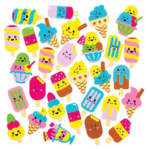 Pegatinas de Helados de Espuma Baker Ross AT946 (paquete de 120) para proyectos de arte y manualidades para niños, surtidos