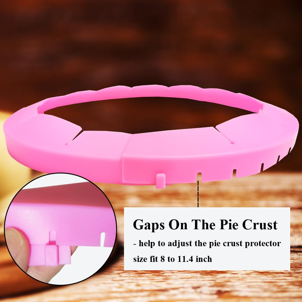 Protezioni regolabili per croste di torte, anello di copertura in silicone per torte da 20-29 cm, copertura protettiva per bordi (rosa, 1 pezzo)
