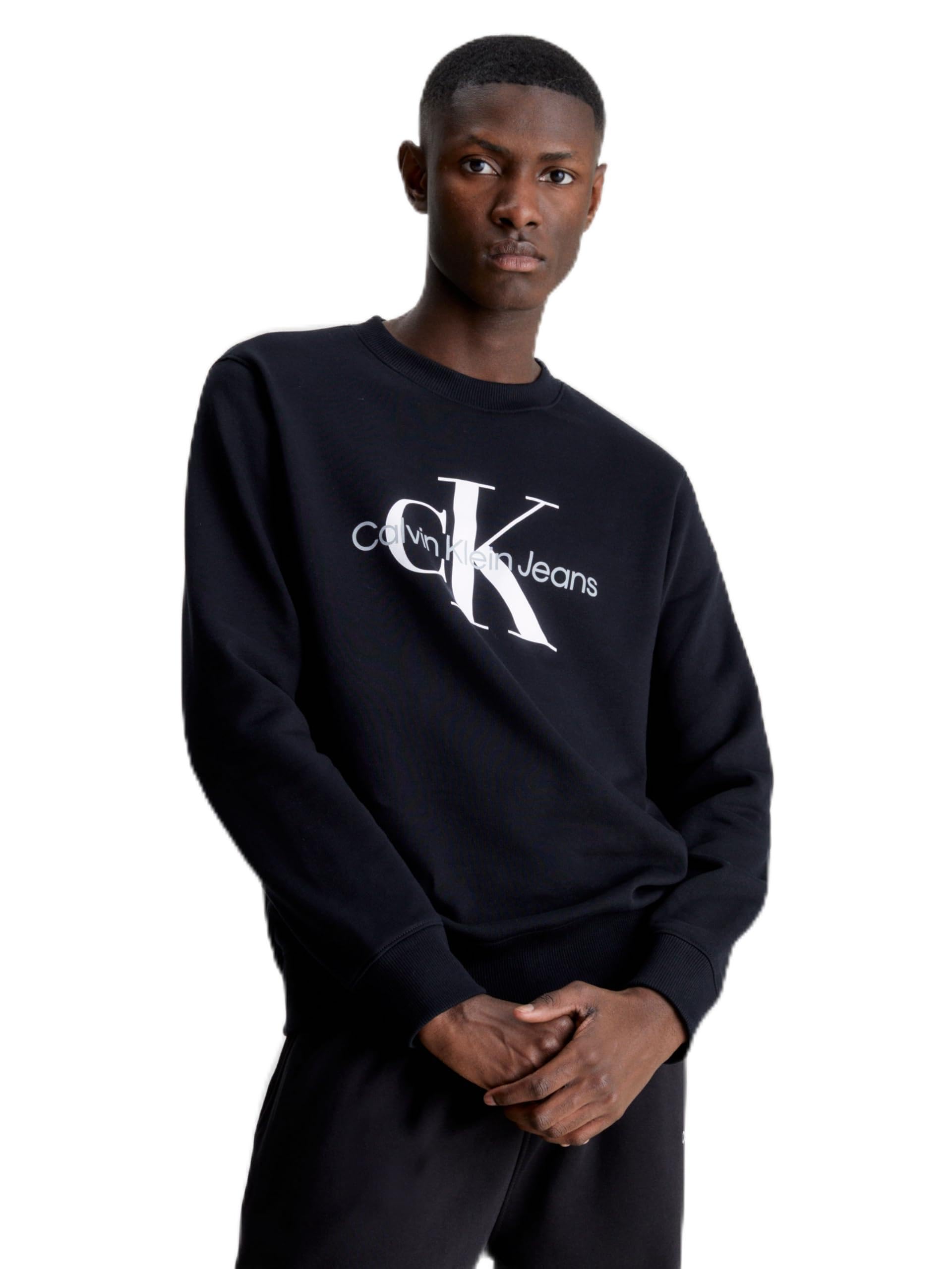 Jeans Erkek Core Monogram Bisiklet Yaka Kazak, Ck Siyah, L