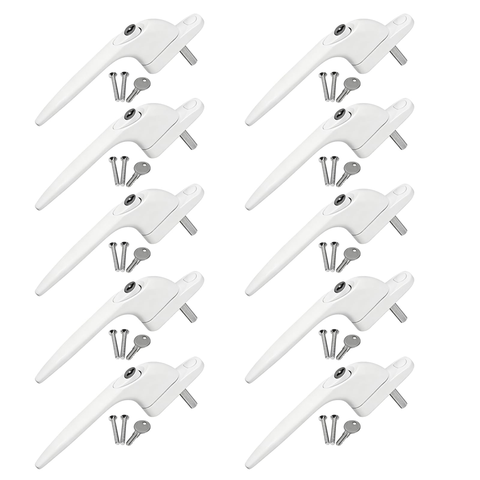 Replacement Window Locks 10-Pack – Universal uPVC Window Security Lock with Keys, Child Safety Locks for Sliding & Casement Windows, Easy DIY Installation, White