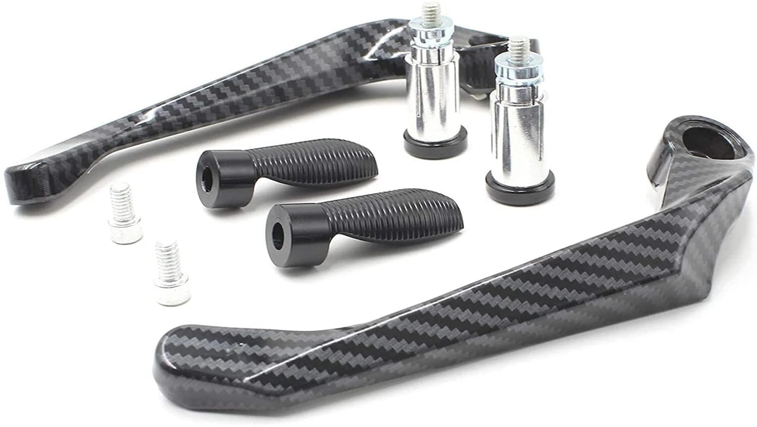 YM Dhanvi Traders Universal Motorcycle Handlebar Lever Guard Set - Carbon Fiber Finish CNC Aluminum Brake & Clutch Lever Protector for Bikes & Scooters (1 Pair, Black)-image-20