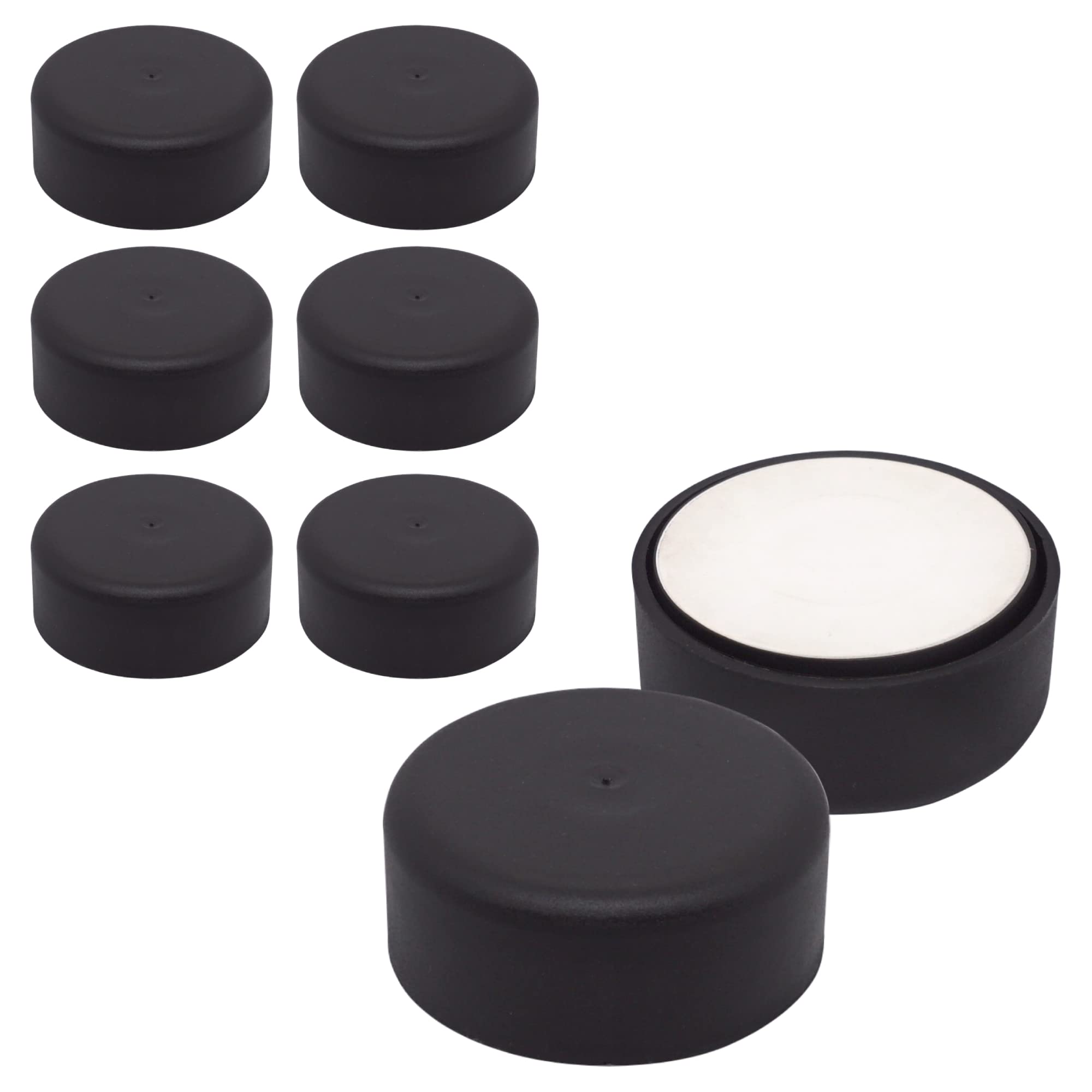 SKIR'CO (Pack of 8 pcs) Height Adjustable Plastic Furniture Legs, Round Ø 55 mm, Self Adhesive Furniture Feet, With Stickers (8, Matte Black)
