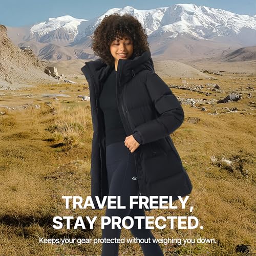 Fitouch Nimbus Haven Pro Women's Black Down Puffer Jacket – Soft, Warm, and Stylish Mid-Length Coat for Winter Weather, Size Small - Image 9