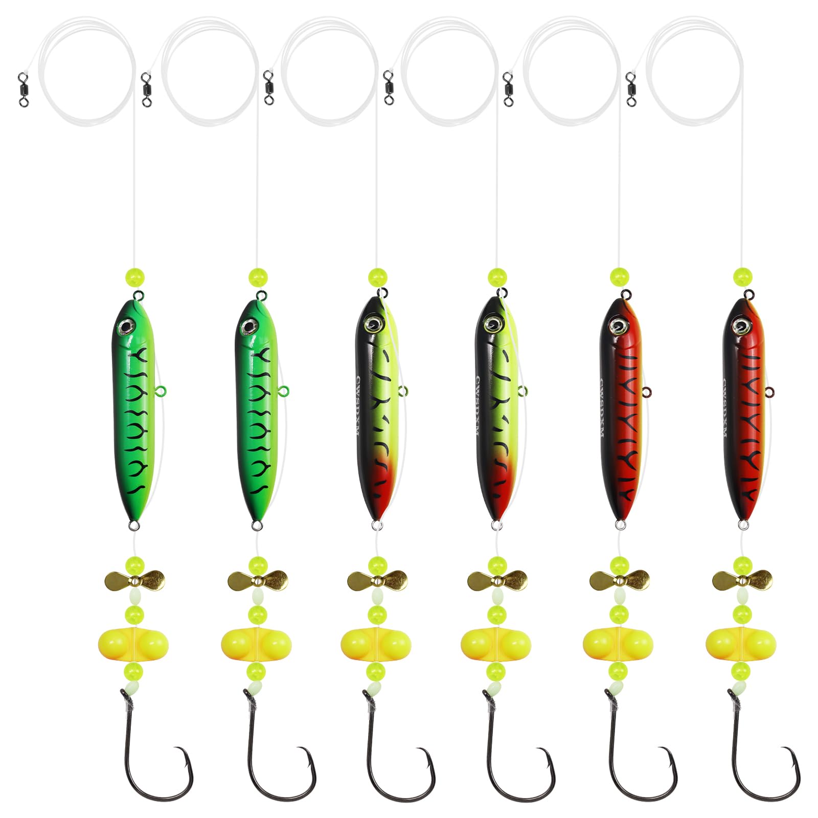 CWSDXM Catfish Float Rig Demon Dragon Style Rattling Line Float Propeller and Circle Hooks 6/0 8/0 for Santee Cooper Rig Catfishing Tackle