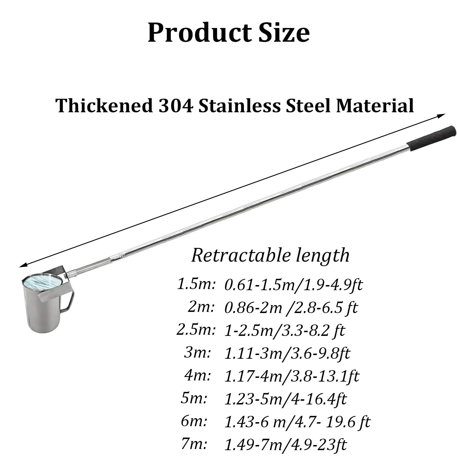 Perche de prélèvement d'échantillons d'eau avec Godet gradué de 500/1000 ML, télescopique en Acier Inoxydable, pour puits, réservoirs et étangs(500ML,2M/6.5FT)