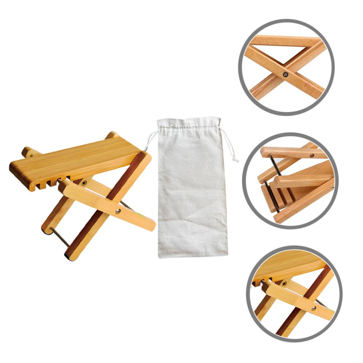 HEMOTON Poggiapiedi per Chitarra Pieghevole in Legno Sgabello Portatile Regolabile con Borsa Tessuto per Chitarristi, Salotto Ufficio