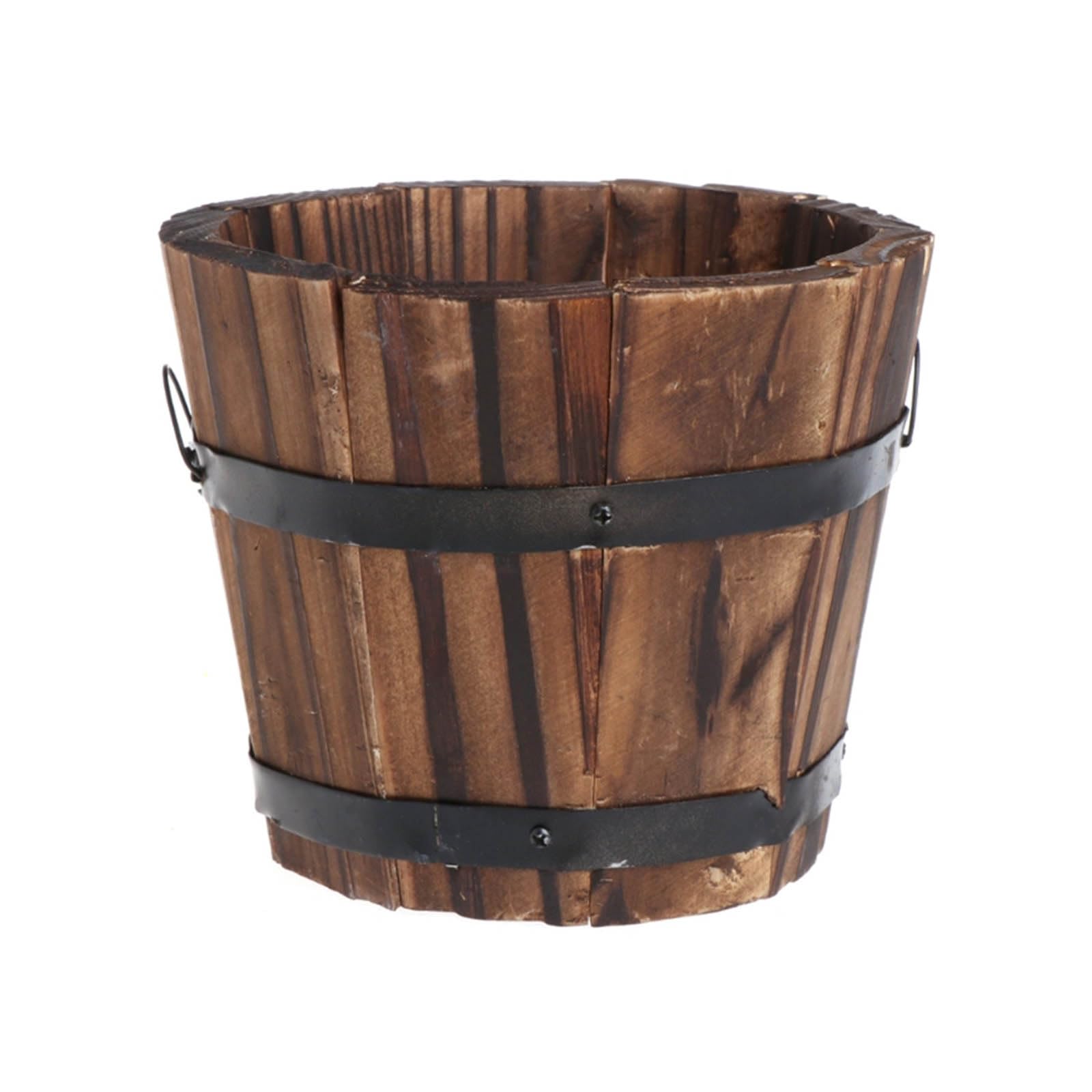 RAFGALDEX Plant Pots Wood Barrels Planter Indoor Outdoor Flower Pots Container Decorations for Garden Farmhouses Home Small Bucket Wood Barrels Planter