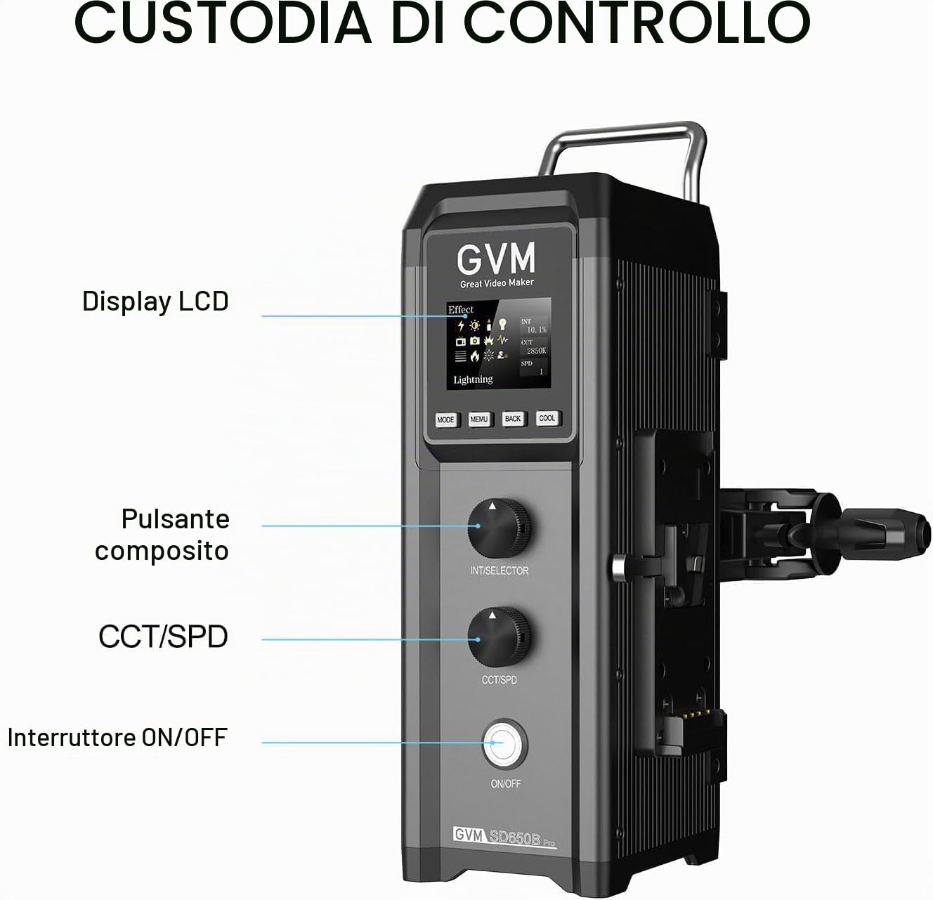 Luce video LED GVM Pro SD650B, luce continua per fotografia Bowens da 81.300 lux/m, illuminazione video LED bicolore per set di studi cinematografici, illuminazione per conferenze CRI 97+, 2700K-6800K