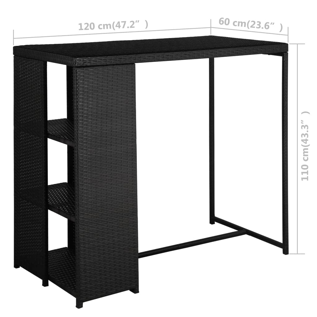 Ensemble de Bar de Jardin Noir Résine Tressée 5 Pièces avec Coussins