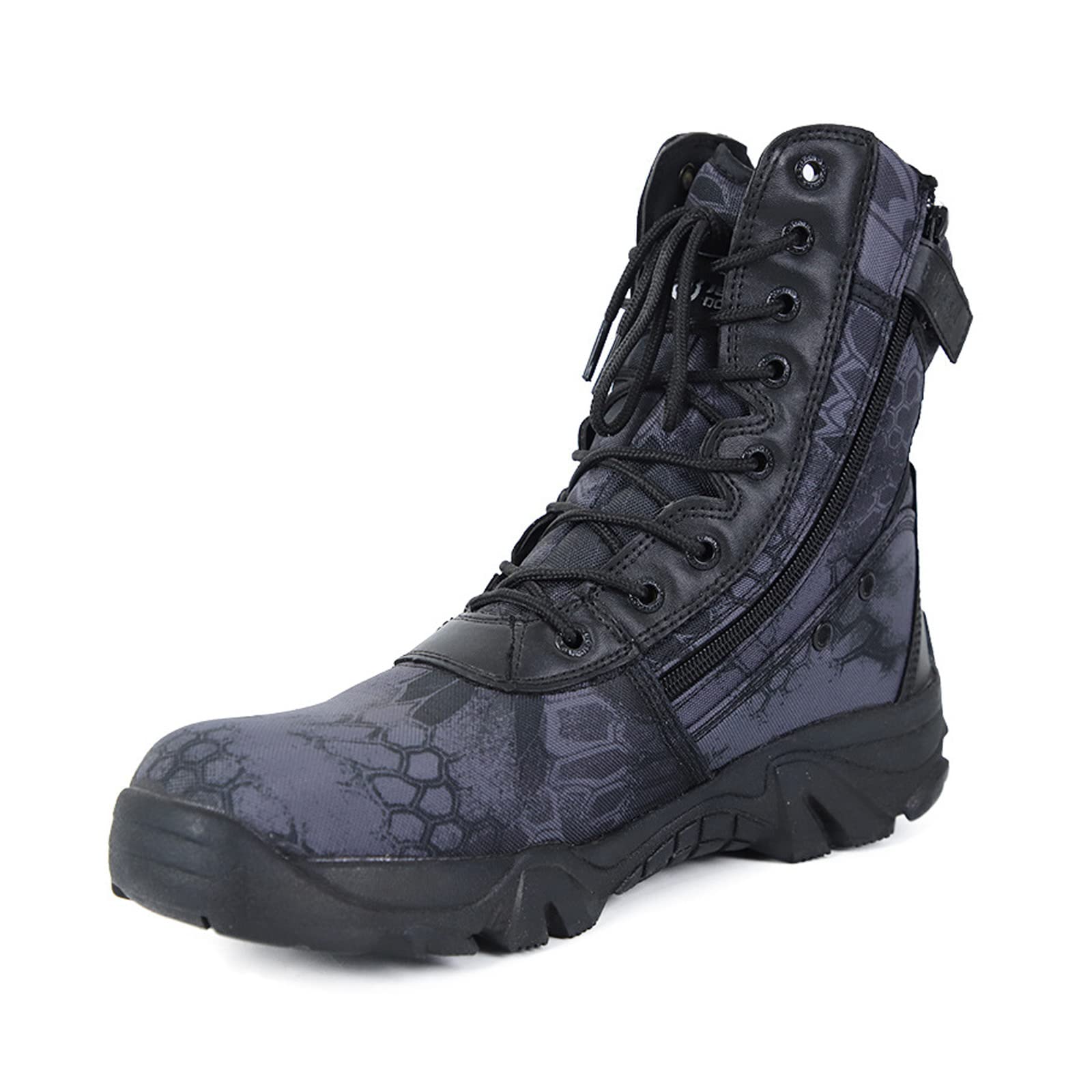 LZQpearlMen's Tactical Boots, High-top Military Combat Boots for Men, Ultralight Lace-up All Terrain Army Shoes, Breathable Durable Outdoor for Hiking, Hunting, Camping, Off-Road