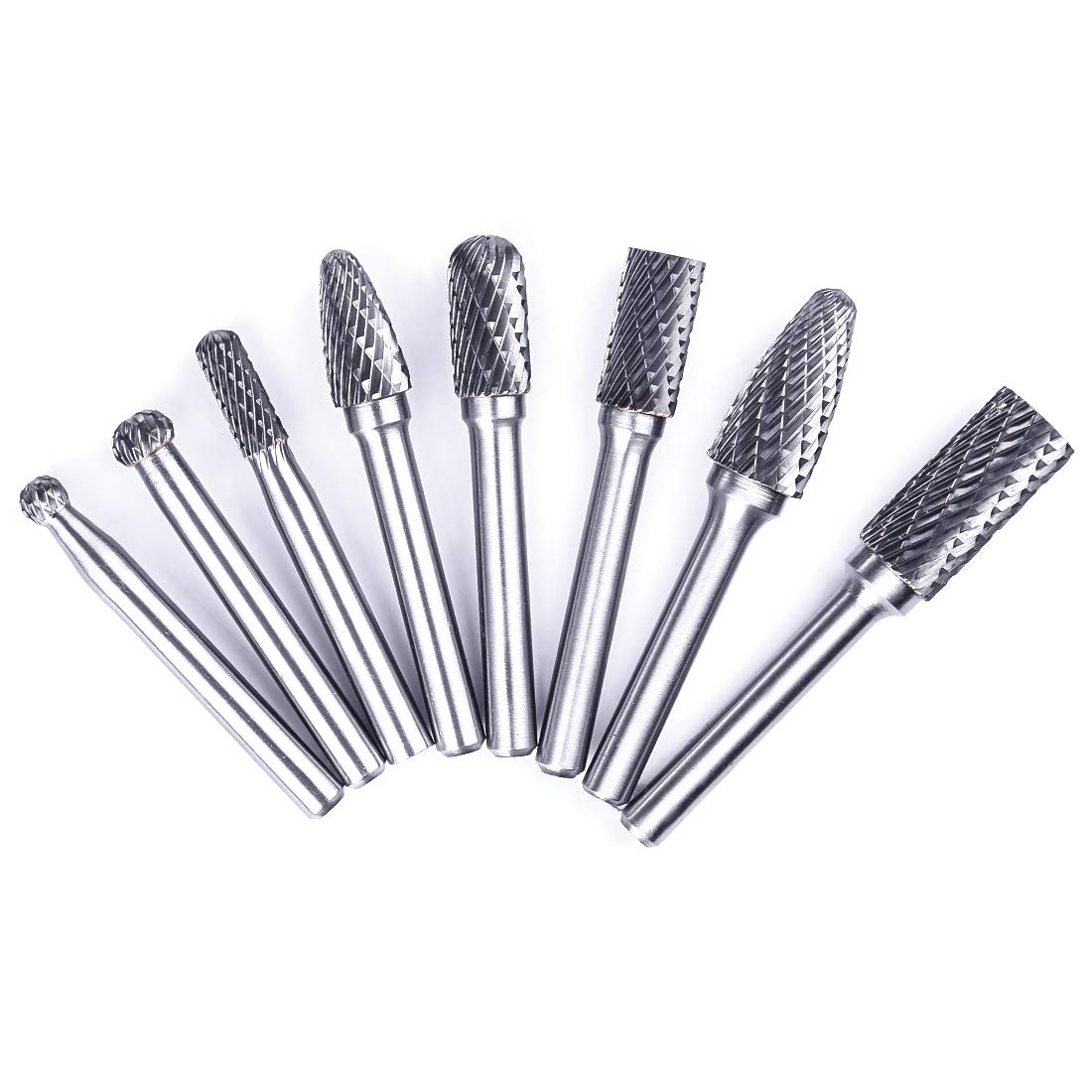 Batop - Set di 8 frese in metallo duro da 6,35 mm per legno, metallo, marmo, levigatura, lucidatura, incisione, foratura, ecc.