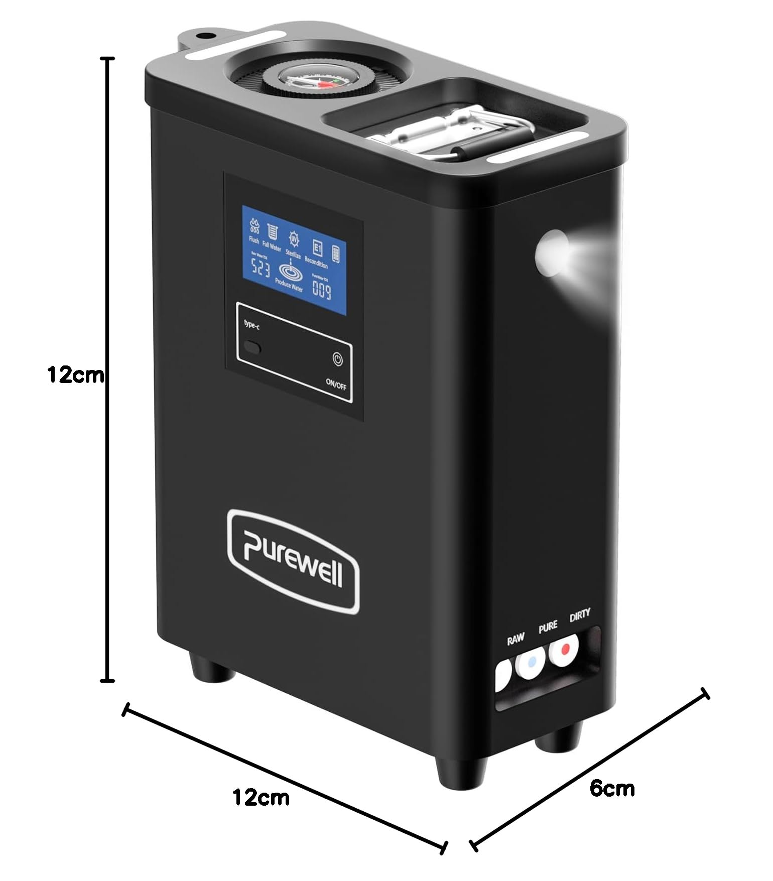 Purewell Przenośny oczyszczacz wody RO - 10-stopniowy filtr do wody survivalowej z promieniowaniem UV, wskaźnik odsalania 95% - system filtracji na kemping, wędrówki, podróże RV i w nagłych wypadkach