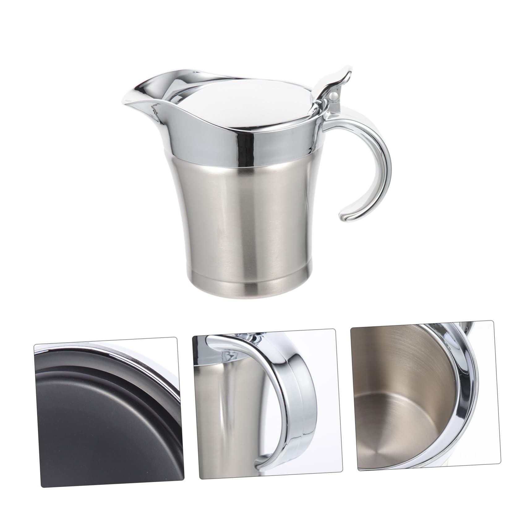 Alipis Dispensador Diseño de Acero de Salsa de 500ml Vertedor Inoxidable Simple Antigoteo y Adecuado para Restaurante y Cocina Profesional