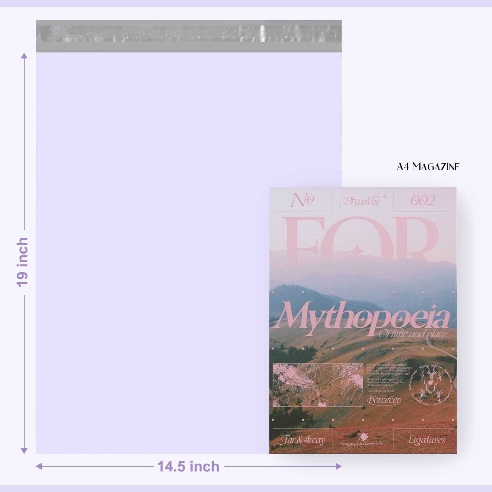 Metronic Poly Mailers 14,5 x 19 100 sztuk, mocne samoprzylepne torby wysyłkowe na odzież, wodoodporne i odporne na rozdarcie torby do pakowania, torby foliowe do wysyłki w kolorze liliowym, fioletowym
