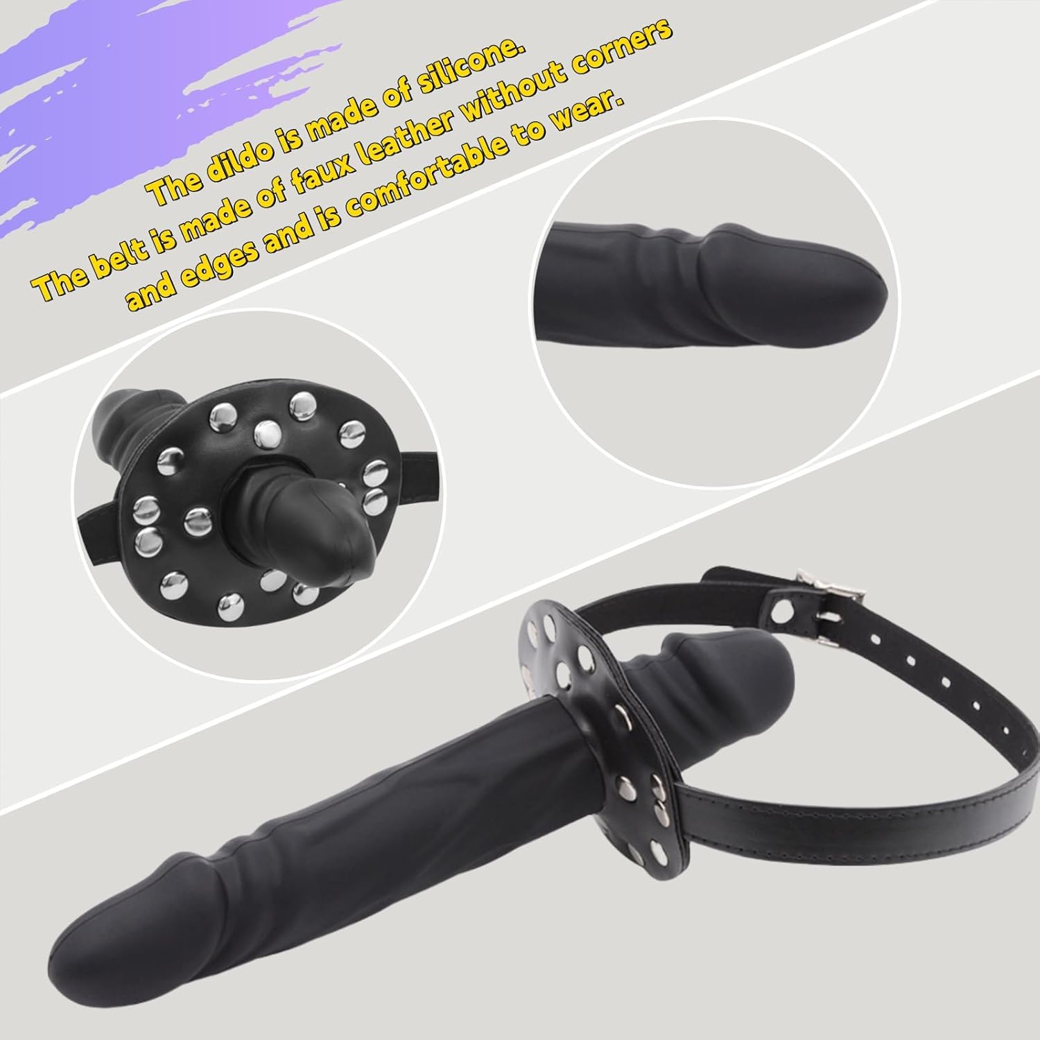 Gode Verrouillable Dildo Gag Bouche Bâillon, Réglable Plug anal Bondage SM Gode anus Masturbateur Sex toys Esclaves butt plug jouets sexuels pour homme femme,L