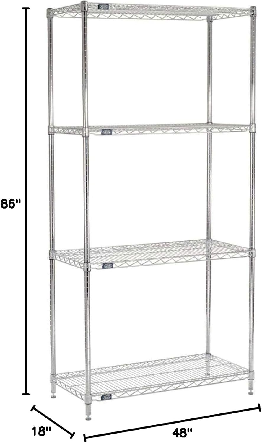 Dimensions of Nexel 5 Tier Chrome Wire Shelving Unit