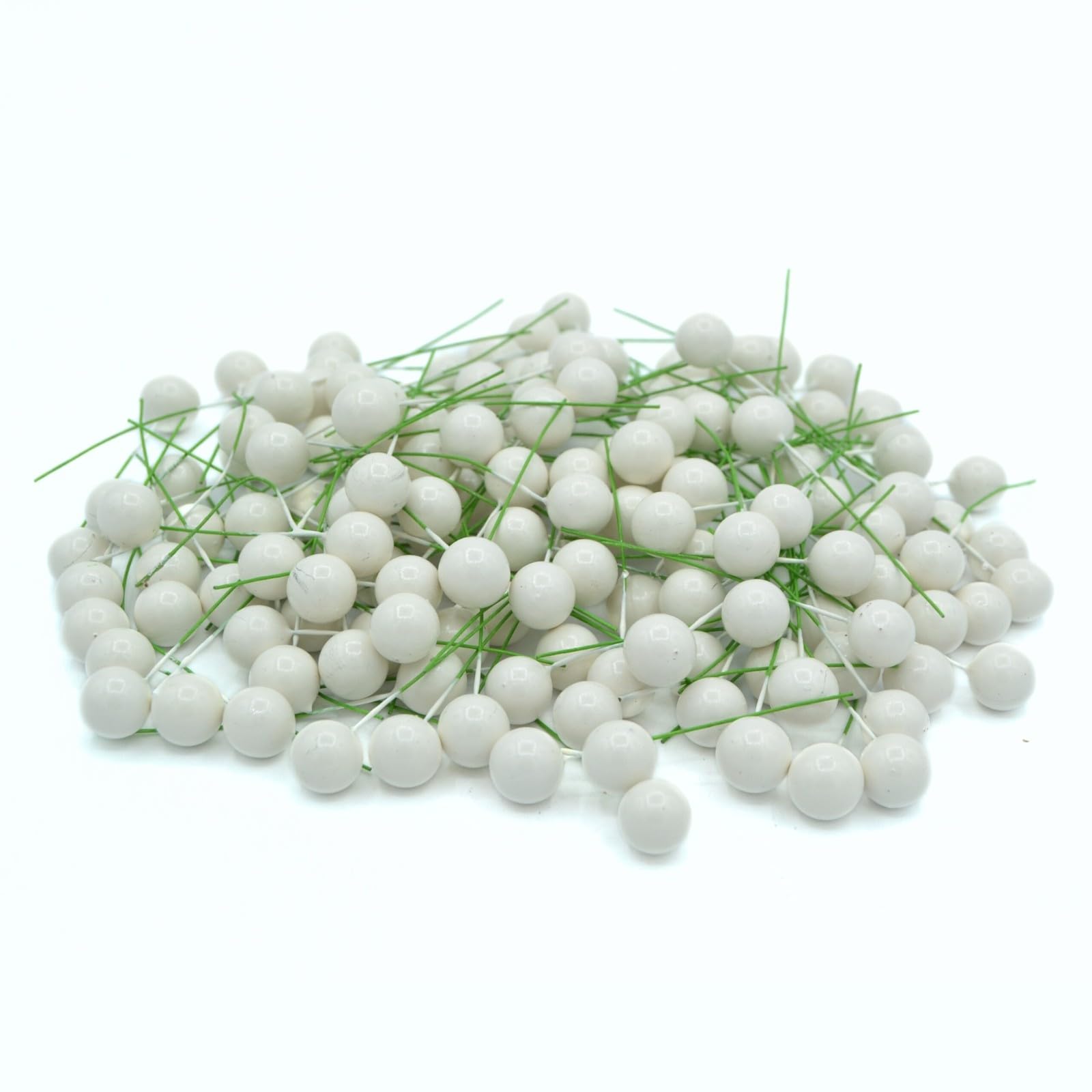 celloexpress White 12mm Artificial Berries - Faux Holly & Berry Stems Christmas Wreaths, Garlands, Floral Arrangements, Festive Decorations (Pack of 100)