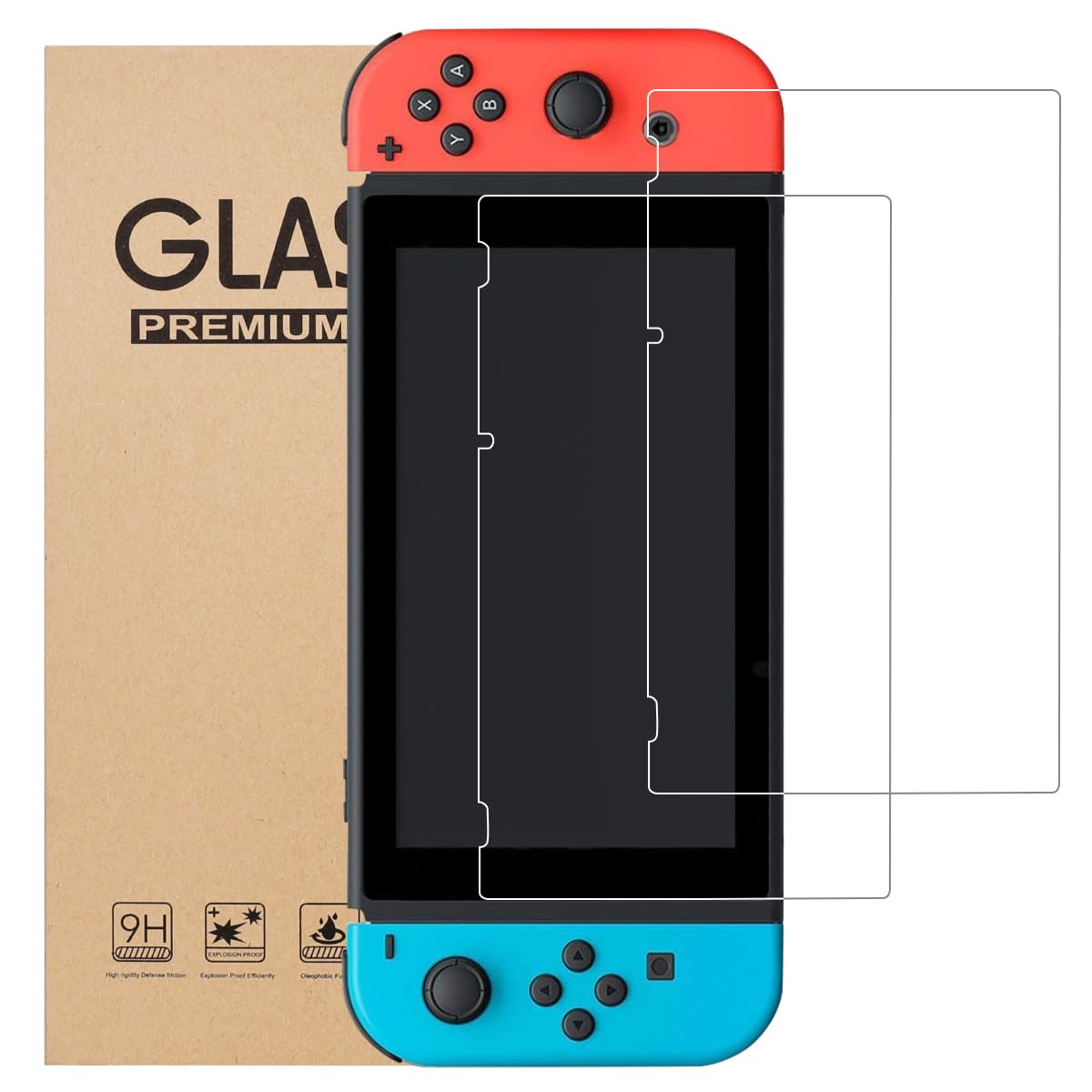 [2 Pack] Tempered Glass Screen Protector for Nintendo Switch - Transparent HD Clear Anti-Scratch Screen Protector for Nintendo Switch 1