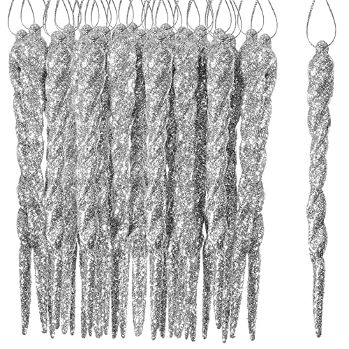 Aoriher 40 Pieces Glitter Icicle Ornaments Twisted...