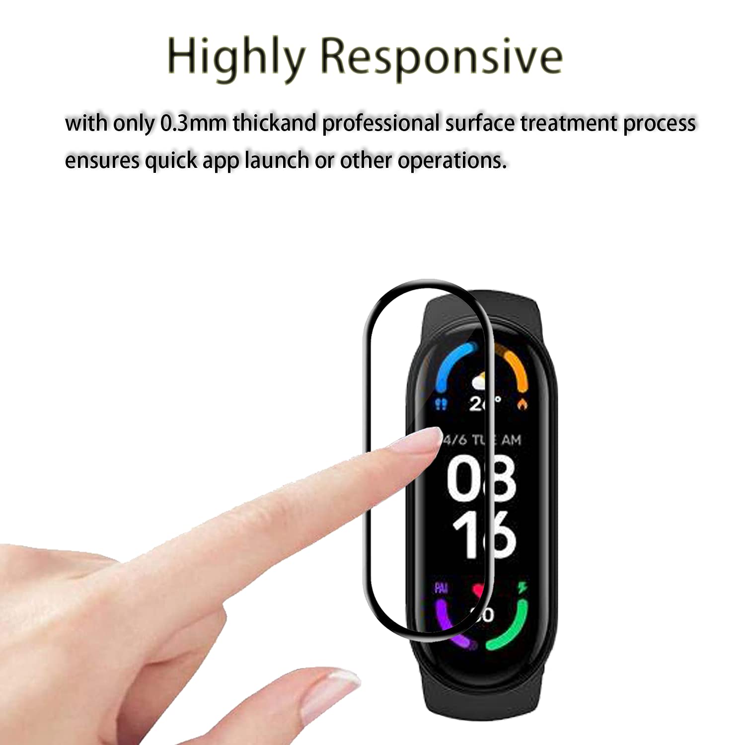 Protector de pantalla Xiaomi MI Smart Band 6, 3 unidades, resistente a los arañazos, cobertura total