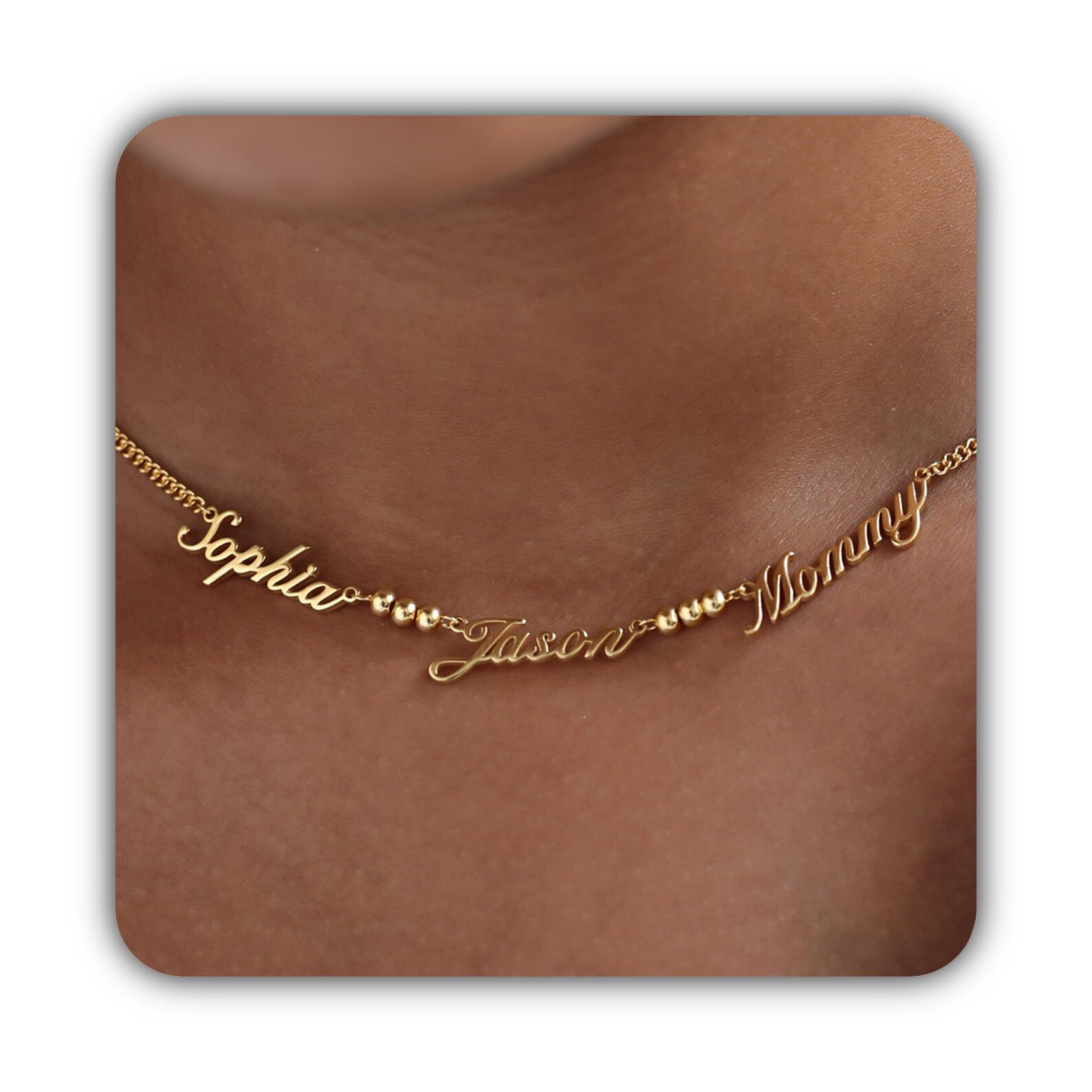 Collier prénom personnalisé et perle d'espacement en argent - 8