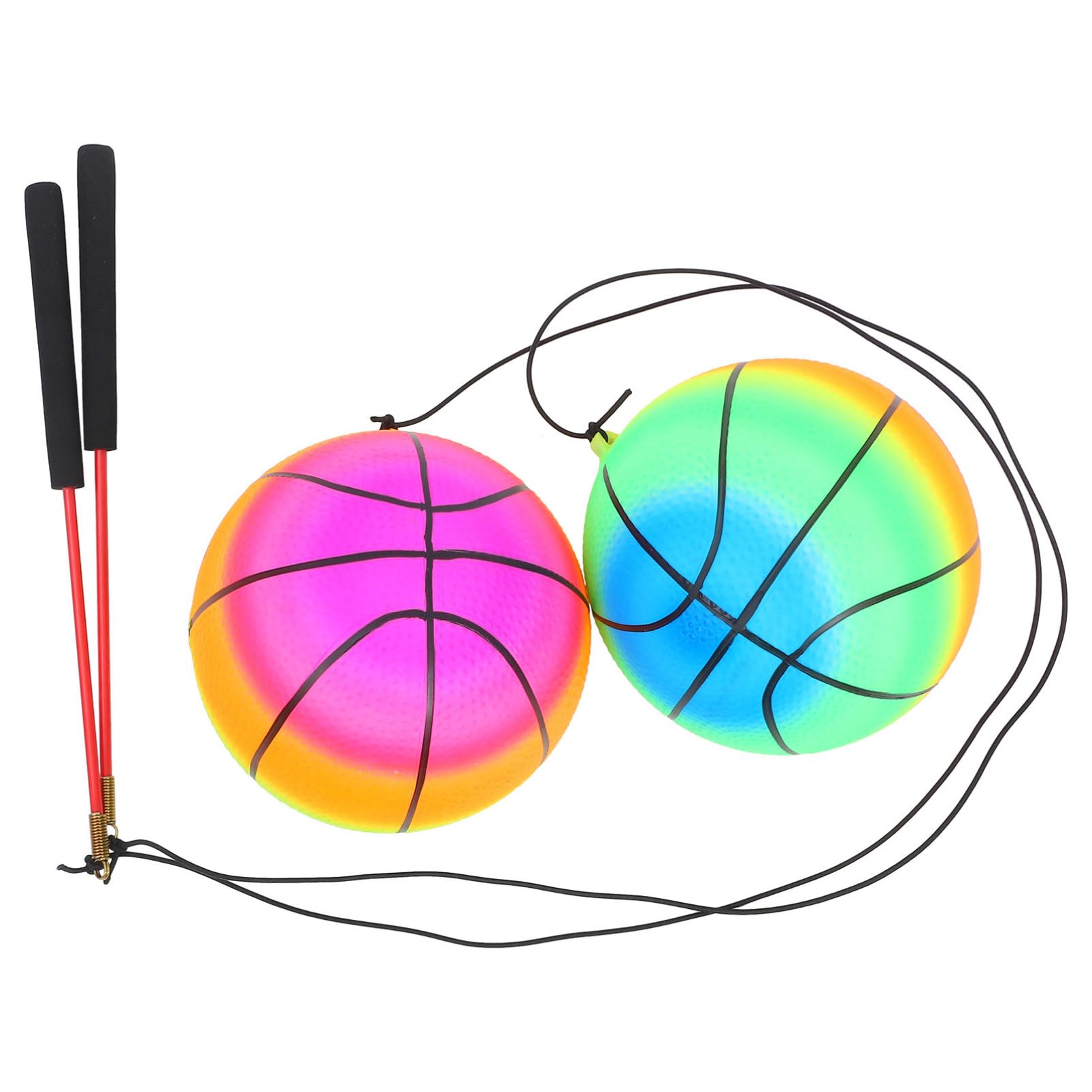 HANABASS 2pcs Exercise Ball Rainbow Fitness Ball with Pole Outdoor Tetherball Stretch Arm and Reliever Ball Ball Weighted Cordless Jump Rope for Adults Kids